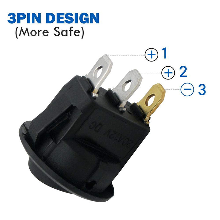 mxuteuk 12pcs 12V LED Light Round Rocker Switch Toggle SPST On-Off Switch 20A 3Blue + 3Green + 3Yellow + 3Red for Car Auto Boat KCD2-102N-2W-4C