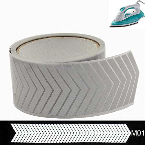 2 Safety Silver Reflective Iron on Fabric Clothing Tape Heat Transfer Vinyl Film DIY Arrow M01 (2 x 33ft)