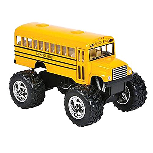 5 Monster School Bus Die Cast Metal Model, Pullback Action Toy Monster Truck