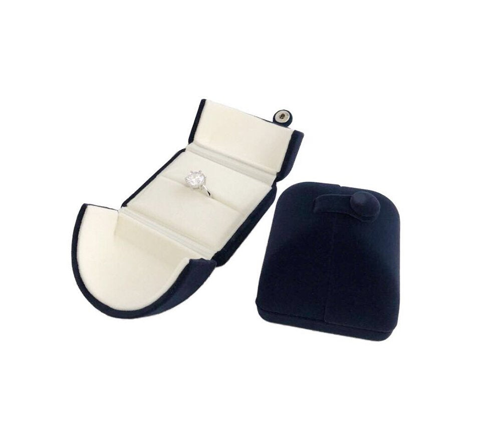 Elegant Blue Velvet Ring Box for Engagement Wedding Birthday Anniversary Valentine&#39;s Day Present Gift Luxurious Jewelry Case Storage Display Packaging Shows (Jewelry is not included)