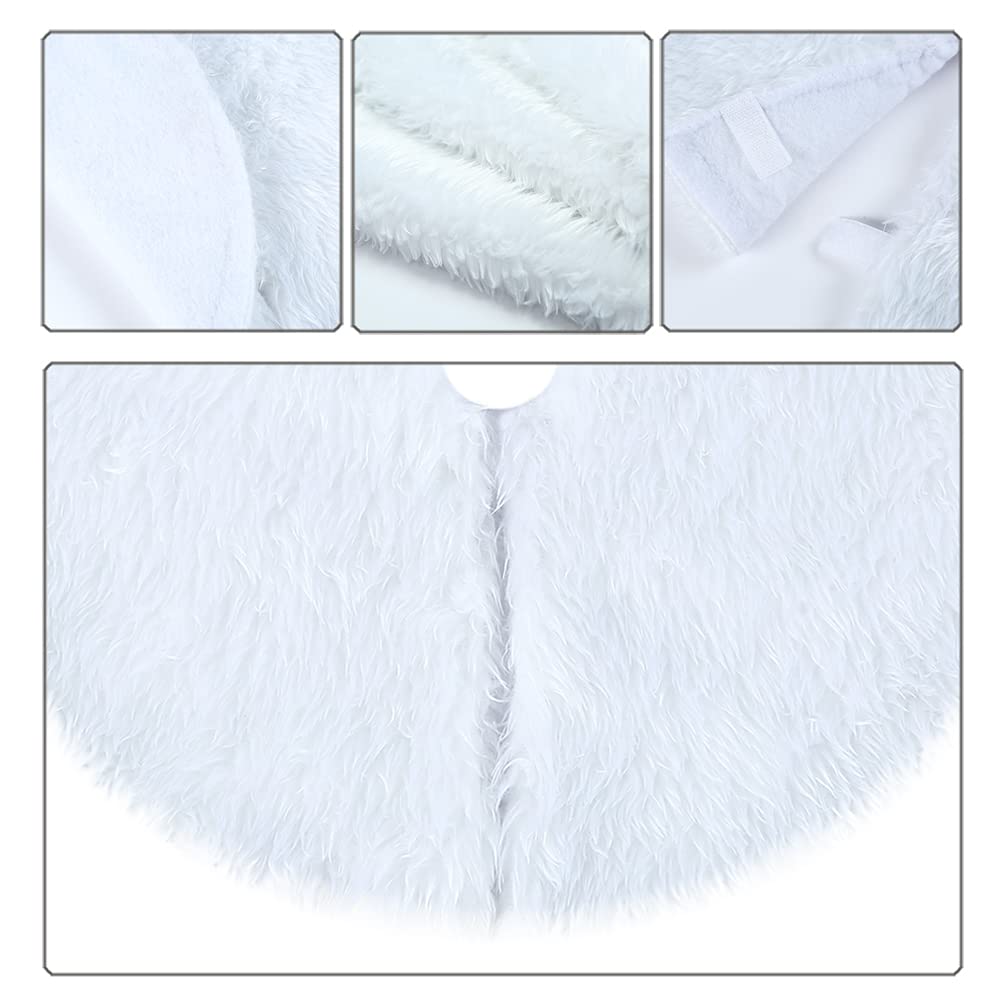 Sattiyrch Faux Fur Christmas Tree Skirt 18in,Xmas White
