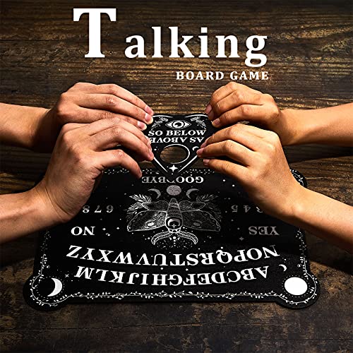 Pendulum Dowsing Divination Board Set Black Wooden Talking Board with Planchette Accessories for Teens Adults Birthday Party and Family Gatherings Games Supplies (Moth Style)