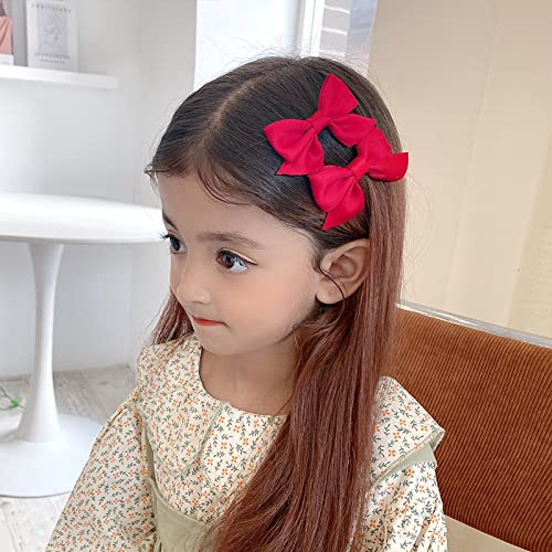 Bow Hair Clips for Women Girls Burgundy Hair Bows for Girls Bow Hair Barrettes for Kids Daughter Christmas Parties Holiday Hair Bows Clip Hair Accessories for Teens