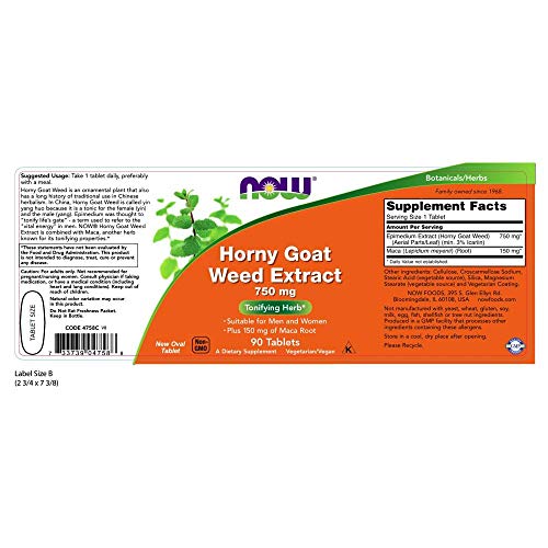 NOW Foods Horny Goat Weed 750 Mg 90-Tablets
