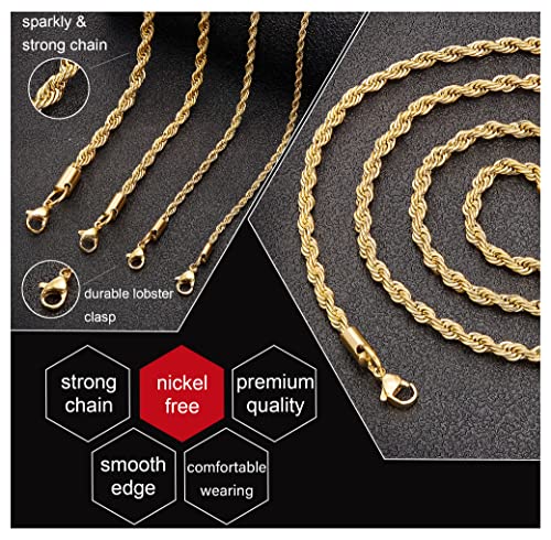 5MM 24 Inches Stainless Steel Twist Rope Chain Necklace Mens Womens Necklace Jewelry