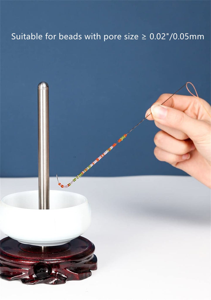 6 Pieces 7.48 Inches Curved Beading Needle Stainless Bead Spinner Needle String Bead Needle for Spin and String Bead (Silver-6pcs)