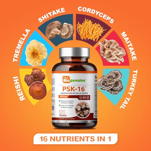 Biogenuine PSK-16 Mushroom Supplement Capsules 1070 mg 