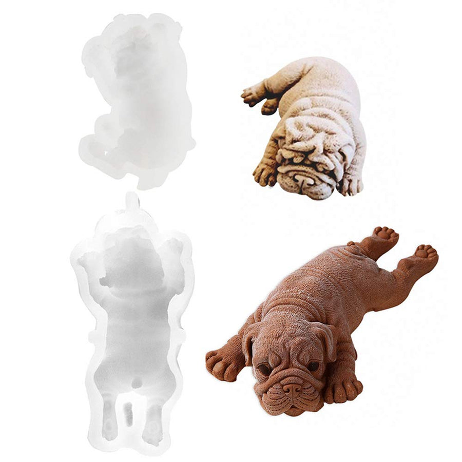 Fewo 2 Pack 3D Shar Pei Dog Silicone Molds for Baking M