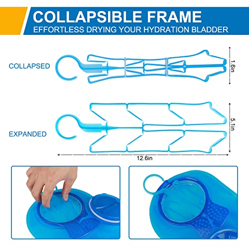 Hydration Bladder Cleaning Kit, 6 in 1 Water Bladder Cleaner Set - 3 Brushes, Collapsible Hanger, 12 Cleaning Tablets &amp; Carry Pouch, Water Reservoir Cleaning Tools for Hydration Backpack