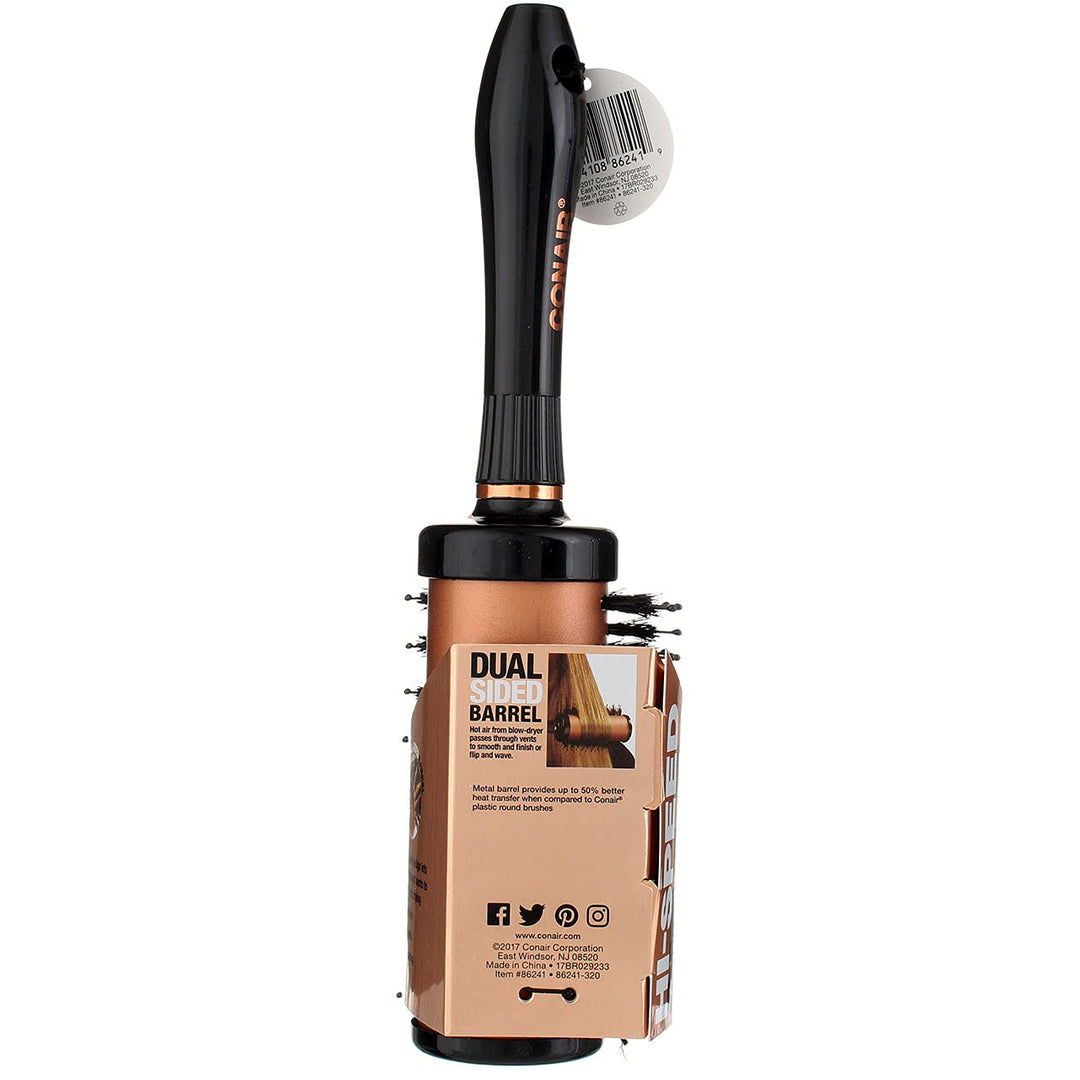 Quick Blow-Dry Pro Vented Porcupine Half Round Brush Black