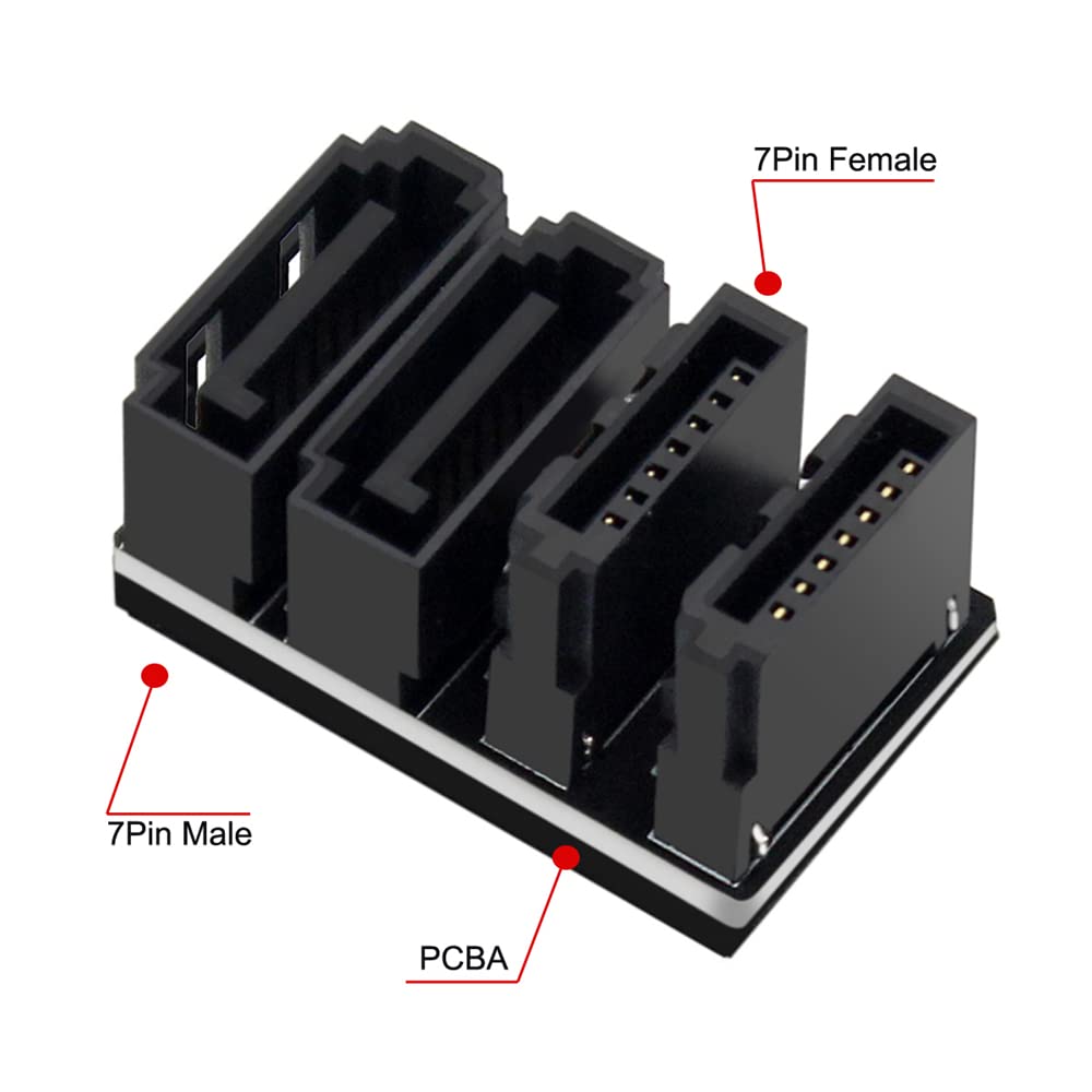 NFHK Dual SATA 7Pin Female to 7Pin Male 360 Degree Angl