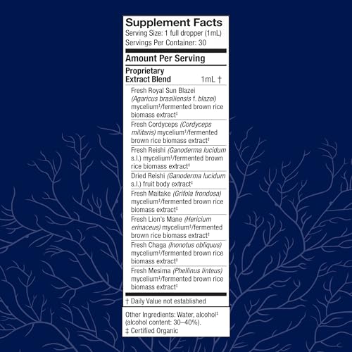 Host Defense Stamets 7 Extract - 7 Species Blend - Mushroom Supplement for Immune Support with Royal Sun Blazei, Cordyceps, Reishi, Maitake, Lion's Mane, Chaga & Mesima - 1 fl oz (30 Servings)*