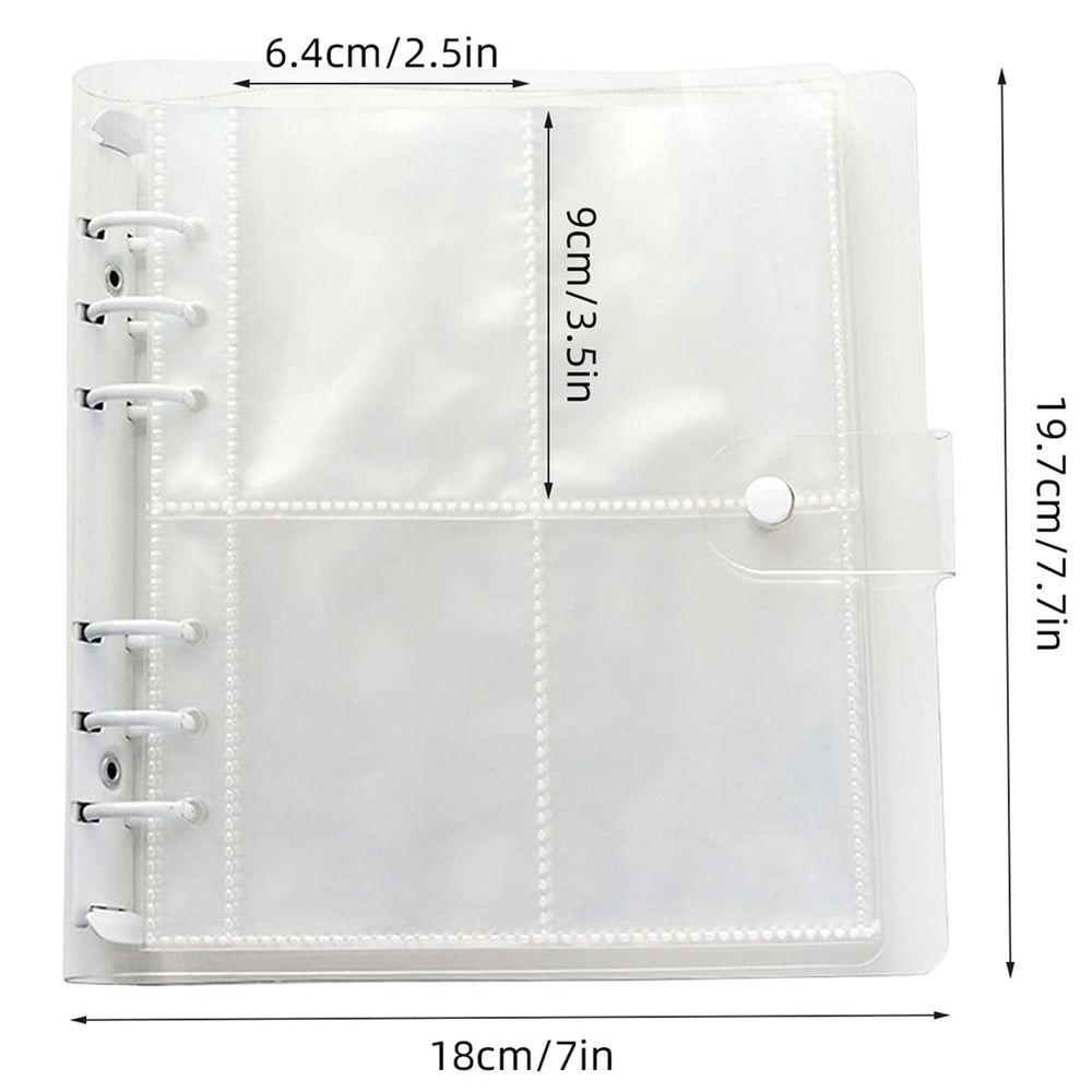 3 Inch 200 Pockets Portable Photo Album Books Home Picture Case Storage 6-Ring Binder Cover Refillable Notebook Kpop Photocard Name Card ID Holder (White)