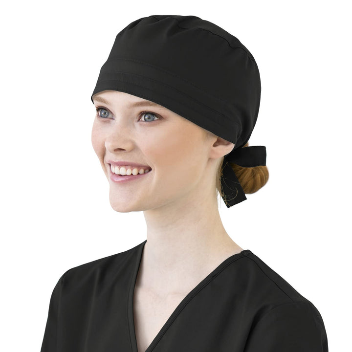 Unisex Tie Back Scrub Cap, Black, One Size