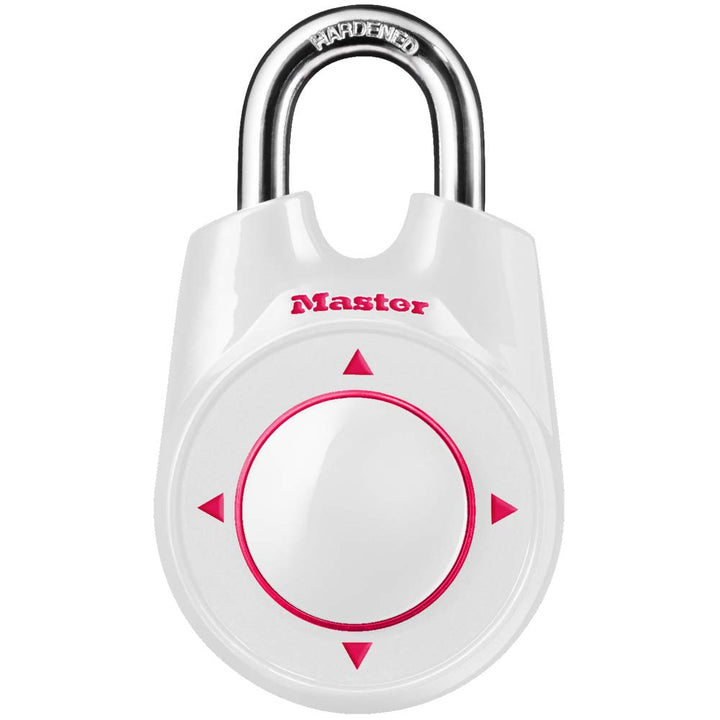 1500iDPNK Locker Lock Set Your Own Directional Combination Padlock, 1 Pack, White/Pink