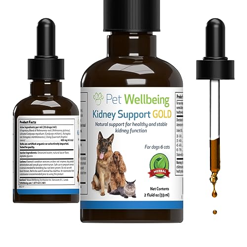 Kidney Support Gold for Cats - Supports Healthy Kidney Function, Fluid Balance, Energy Levels, Rehmannia, Dong Quai - Veterinarian-Formulated Herbal Supplement 2 oz (59 ml)