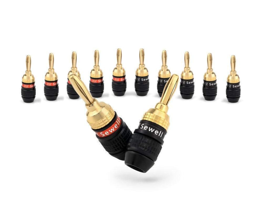 Deadbolt Banana Plugs 6-Pairs by Sewell, Gold Plated Sp
