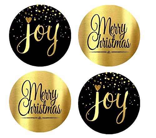 60pack Metallic Gold Merry Christmas Joy Stickers Label