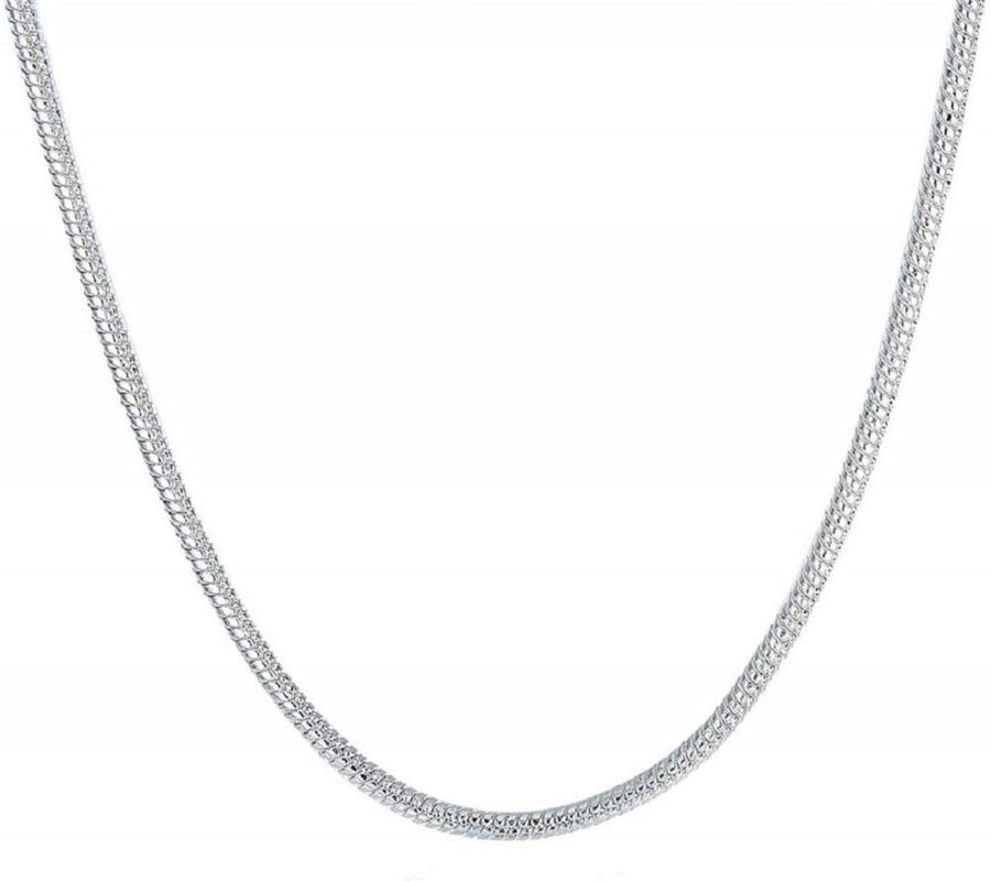 Duan 3pcs 925 Sterling Silver 2mm Snake Chain Necklace Jewelry Jewelry for Men and Women(16-24 inch) (24 inch)