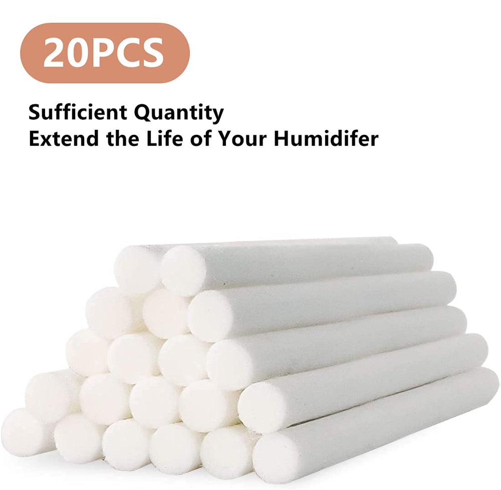 20 Pieces Humidifier Cotton Sticks, Cotton Filter Sticks for Humidifiers, Refill Sticks Filter Wicks Replacement for Portable Personal USB Powered Humidifier in Office and Bedroom, 8 * 135mm