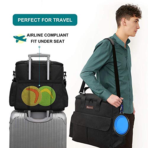 Dog Travel Bag Dog Travel Kit for a Weekend Away Set Includes Pet Travel Bag Organizer for Accessories, 2 Collapsible Dog Bowls, 2 Travel Dog Food Container (Black)