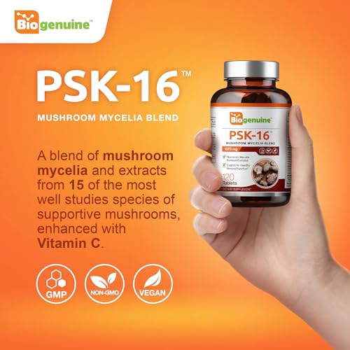 Biogenuine PSK-16 Mushroom Supplement Capsules 1070 mg 