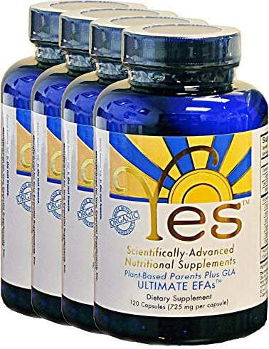 Fish Oil Omega 3 Supplements Alternative-YES Omega 3 &amp; 6 Fatty Acid - Burpless, Plant Based - DHA, EPA, SDA - Cholesterol, Heart, Skin, Energy, Eyes, Immunity Support by YES (4 x 120 Gel caps)
