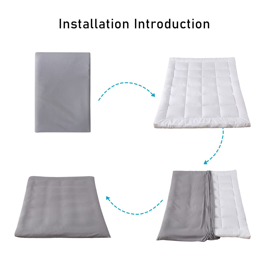 Floor Futon Mattress Cover Only for Traditional Japanese Futon Mattress,Zipper Soft Skin-Friendly Breathable Without Shrinking,for Bedroom Living Room Hotel Dormitory RV Grey-Twin