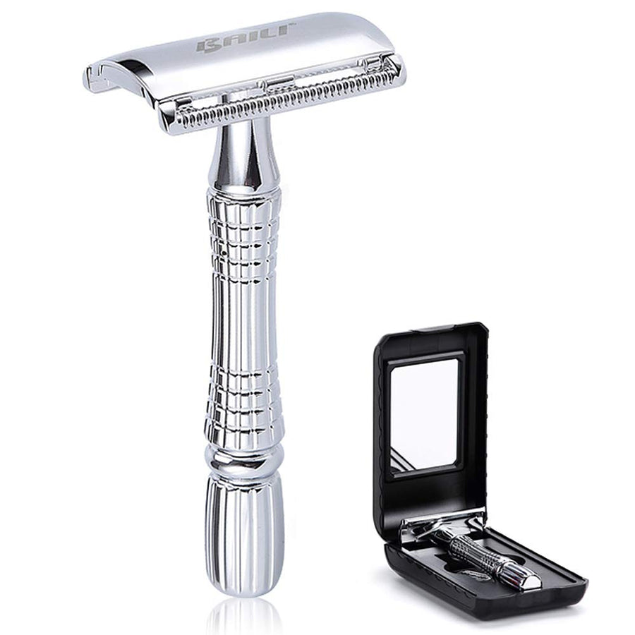 Classic Barber Double Edge Blade Shaving Safety Razor Shaver Knife Personal Beard Care Silver Color BD176