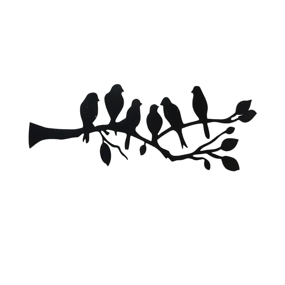 Metal Wall Art Decor 6 birds on the Branch Outdoor Wall Hanging Decor Metal Sculpture Bird Silhouette Kitchen Black Wall Decor 11.8×4.3 Inch