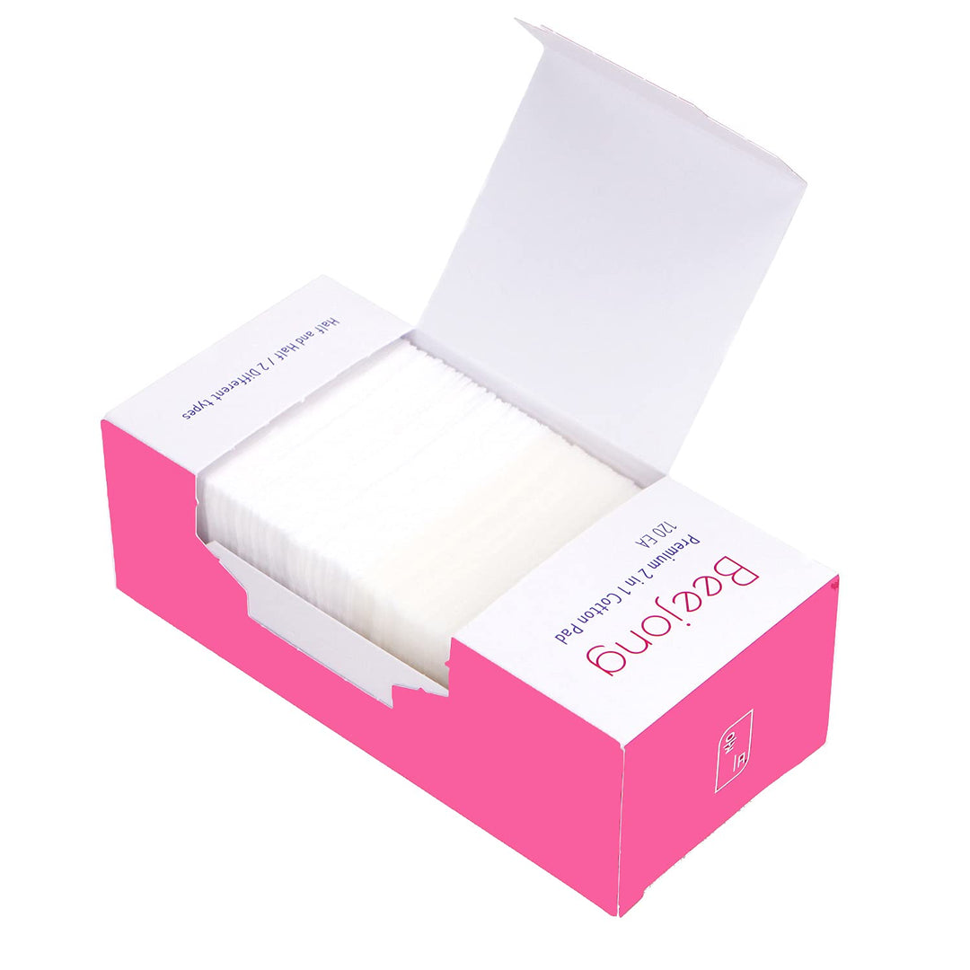 [120EA] Premium 2 in 1 Facial Cleansing Square Cotton Pads - Two Types of Face Wipes Cotton Pads for Toner, Makeup Remover | Compressed 60EA &amp; Sponge 60EA | Made in Korea (1 Pack)