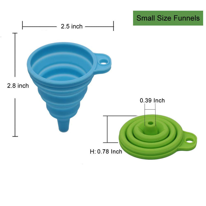 Kitchen Funnel Set 4 Pack, Small and Large, Kitchen Gadgets Accessories Foldable Silicone Collapsible Funnels for Filling Water Bottle Liquid Transfer Food Grade