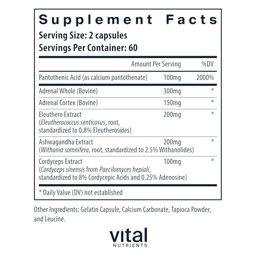 Adrenal Support | Adrenal Support Supplements for Gland Function and Cortisol Management | Supports Energy and Stress Levels | Gluten, Dairy, Soy Free | 120 Capsules