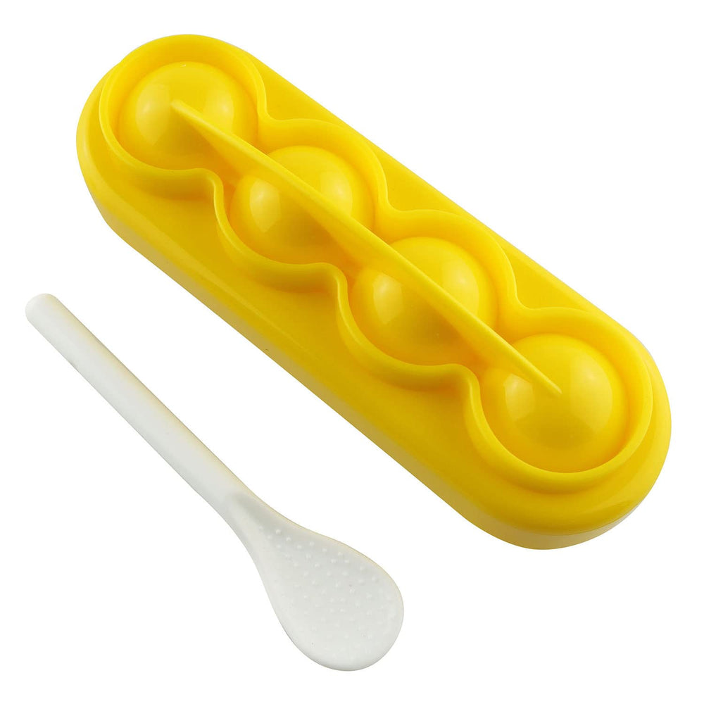 1Set with 4 Pcs Rice Ball Mould Shaker Ball Shape Sushi Maker Mould and 2 Smile Face Seaweed Punch Embossing Mould Kitchen Tools for Shake DIY Lunch with a Mini Rice Spoon