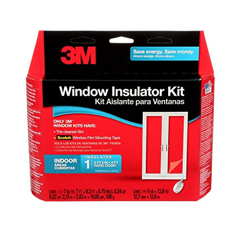 3M Indoor Patio Door Insulation, Insulator Kit for 6&#39;-8 x 9&#39; ft Patio Door, Keeps Cold Air Out and Warm Air In, Includes Heat Shrink Window Film and Scotch Window Film Mounting Tape (2144W-6)