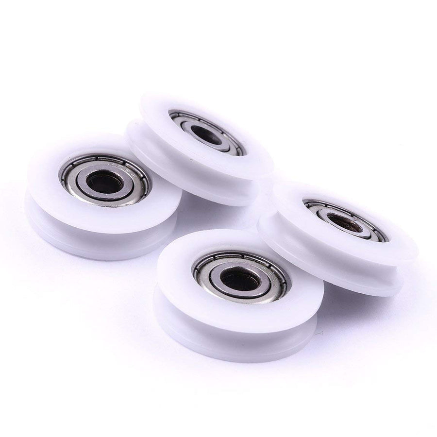 U Groove Pulley Bearings Nylon Round Track Roller Bearing for Furniture Hardware Accessories, 4 Pcs 5x24x7mm