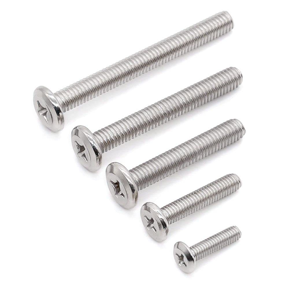 Glvaner (100 pcs) M4-0.7 x 10mm Binding Screws, Flat Round Head Phillips Drive Machine Screw 304 Stainless Steel 18-8 Full Thread, Furniture Screw Connection Bolt Screw