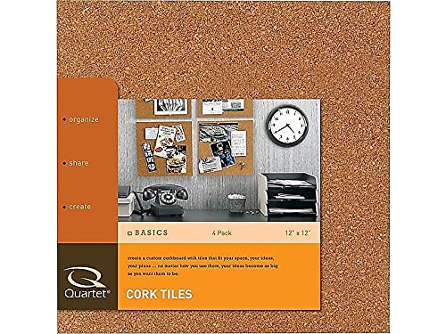 Cork Tiles, Cork Board, 12 x 12, Corkboard, Wall Bulletin Boards, Natural, 4 count (Pack of 1)