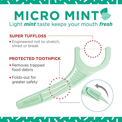Plackers Micro Mint Freshens Breath, Dental Flossers Mi