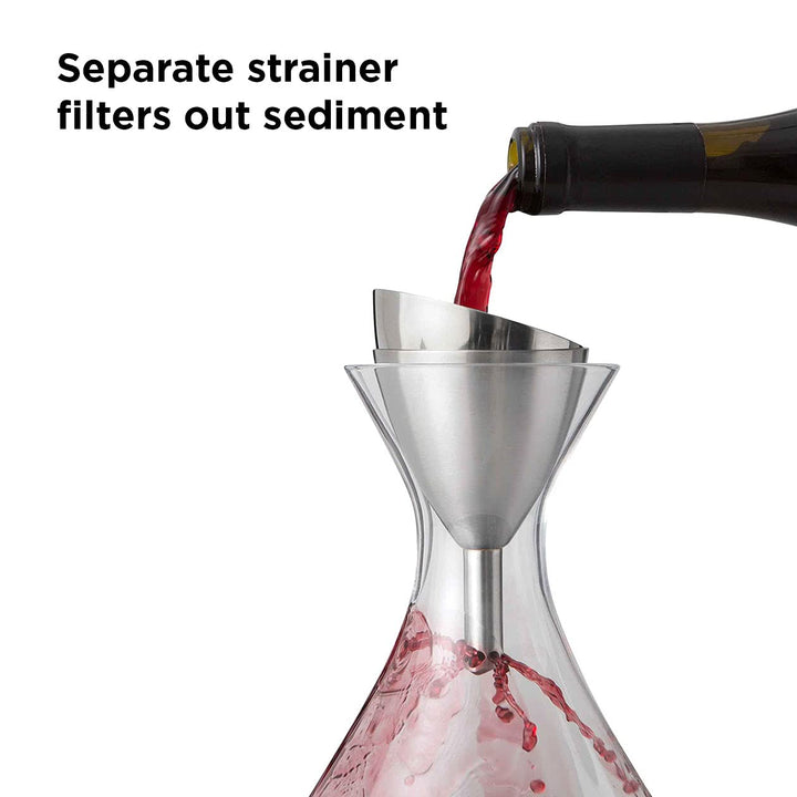 Wine Aerator Shower Funnel with Sediment Strainer, Stainless Steel