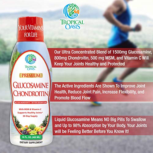 –Premium Liquid Glucosamine Chondroitin &amp; MSM- Liquid Joint Support Formula 1500mg Glucosamine, 800mg Chondroitin, &amp; 500mg MSM - 16 Fl Oz