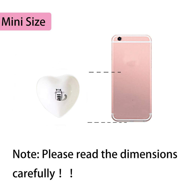Cute Cat Ceramic Side Sauce Dishes Mini Heart shape Seasoning Dish, Sushi Soy Dipping Bowl,Serving Saucers Dishe,Meow Porcelain Small Tea Bag Holder Set of 6 (Cat)