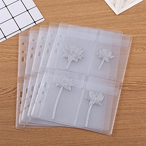 10 Sheet Binder Pockets Inserts with four pockets A5 Size 6 Hole Binder Folder for Dies and Stamps Storage,Waterproof PVC Clear Bags Protectors for Cutting Dies Stencil Album Stamp Crafts