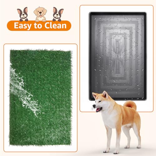 Dog Grass Pad with Tray Large, Dog Litter Box, Indoor Dog Potties for Apartment and Patio Training, with 2 Packs Dog Grass Pee Pads for Replacement