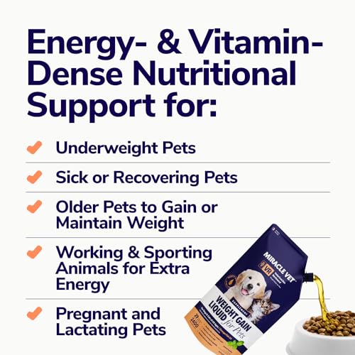 High-Calorie Weight Gainer for Dogs &amp; Cats - Multivitamin Nutritional Supplement Gel, Omega Fish Oil, Calcium - Puppy, Senior, Prenatal Cat &amp; Dog Vitamins, Supplements for Weight Gain