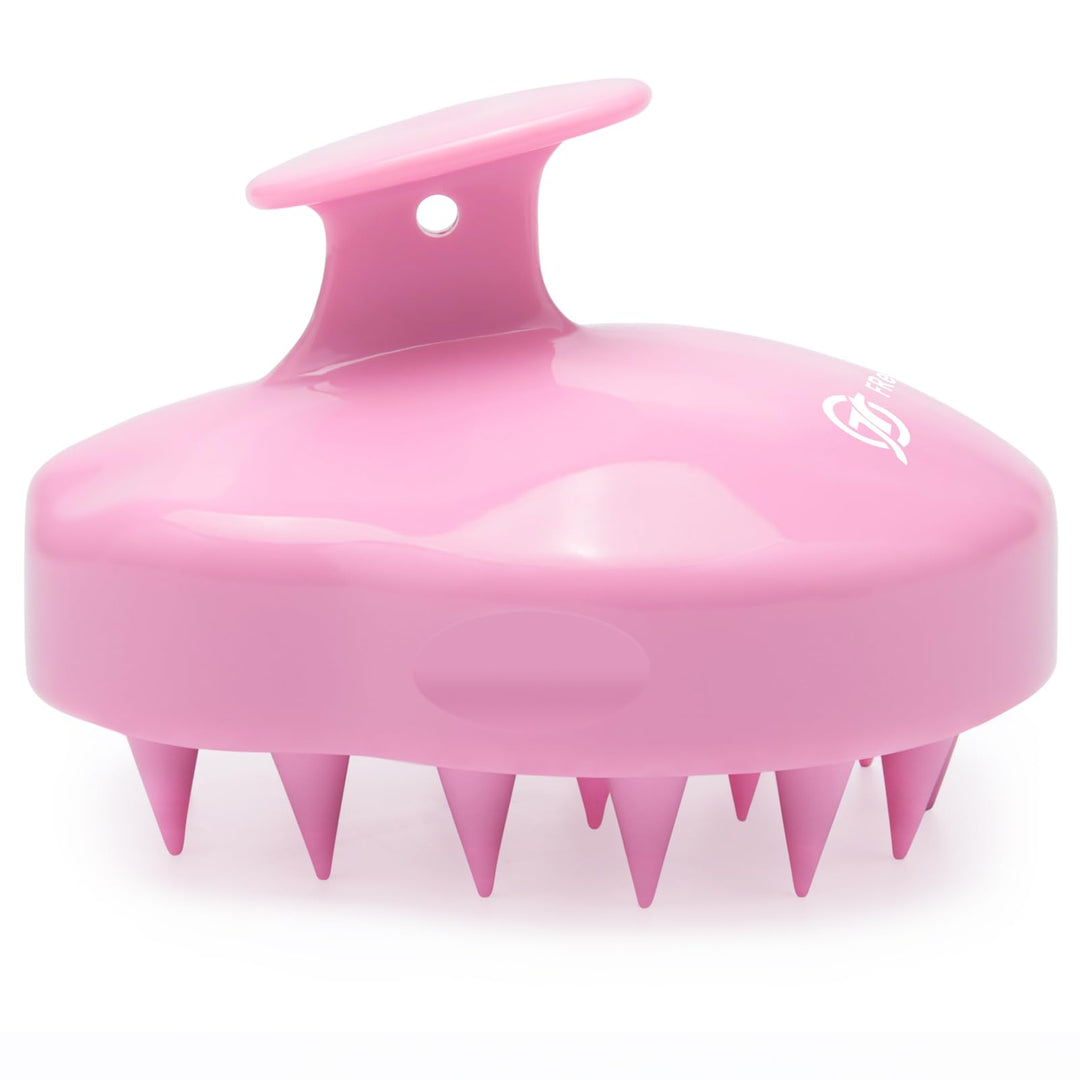 Hair Scalp Massager Shampoo Brush, FReatech Scalp Massage Brush for Scalp Care Hair Cleaning Shower, Soft Silicone Comb for Men, Women, Kids and Pets - Pink