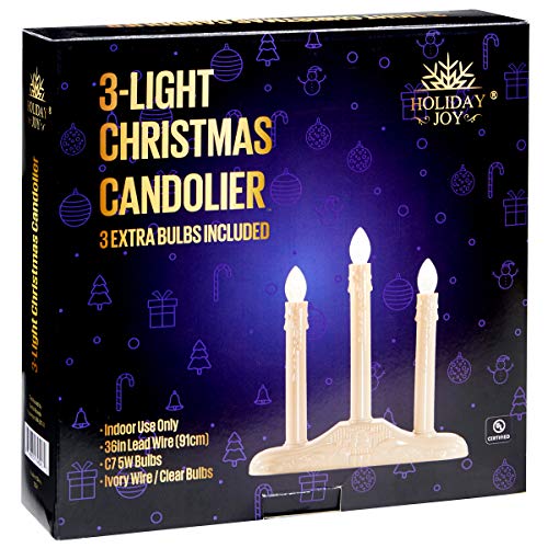 - 3 Light Candle Candoliers Extra Bulbs - Great Electric Window Candle Lamp and Christmas Decorations (3 Lights)