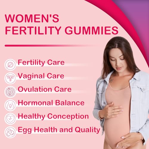 Fertility Supplements for Women, Prenatal Vitamins with Myo-Inositol &amp; D-Chiro Inositol, Folate, Herbs, for Hormonal Balance, Fertility &amp; Vaginal Care, 60 Prenatal Gummies (Raspberry)