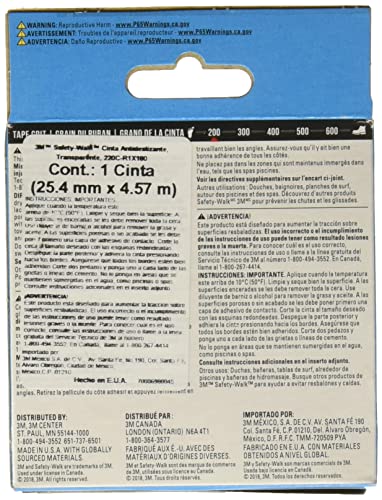 Safety-Walk Slip Resistant Tape, 1 in x 15 ft, Anti Slip Clear Tape, Ideal For Slippery &amp; Wet Conditions, Self-Adhesive Backing, Quick &amp; Easy Application, Durable &amp; Long-Lasting (220C-R1X180)
