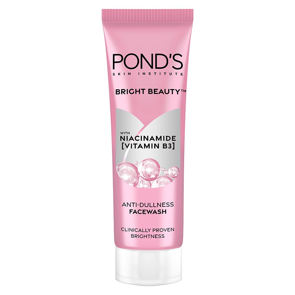 POND'S Bright Beauty Anti-Dullness & Brightening Facewash With Niacinamide | For Glass-Skin Like Shine And With 4X Visibly Brighter Skin, 50Gm
